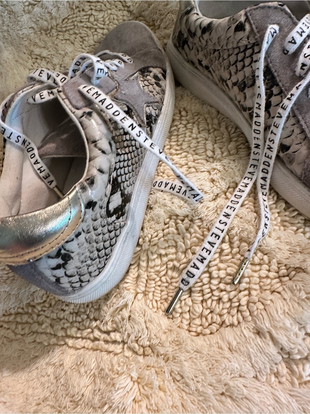 Steve Madden Taupe Suede Sneakers with Snake-Print Panels - Picture 5 of 9